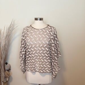 New with tag Valerie Stevens Tan and White Chevron Cover up Top
